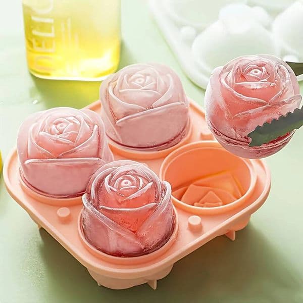 ice maker 1PC Cute Rose Flower Cube Tray Flexible Silicone Ball Mold Trays For Freezer Homemade Summer DIY Drink Ice Coffee
