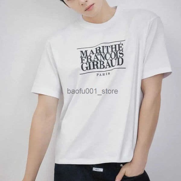 2025 New Korean MARITHE Letter Print Graphic T Shirt Men and Women Short Sve T Shirt High Quality Mens Street Wear Q250612