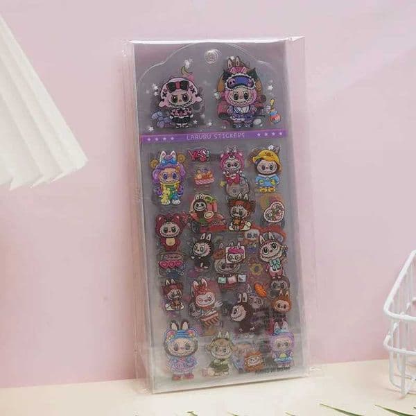 12Pcs/set Kaii Labubu Stickers Anime Transparent Sticker Applique Cup Computer Skateboard DIY Decoration Decal Toys Gifts XJ250612