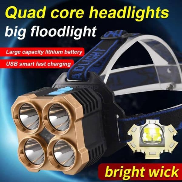 High Power LED Headlamp Super Bright Flashlight Rechargeable Outdoor Camping Headlight Waterproof Portable Emergency Work Lamp