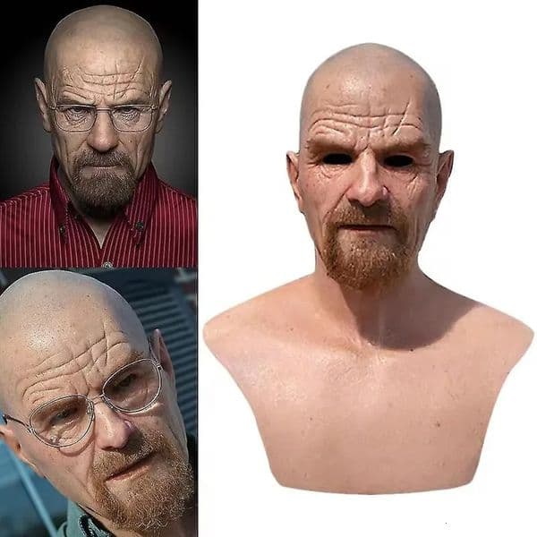 Mr White Mask Halloween Bald Old Man Headgear Real Cosplay Props Pography Accessories 250613