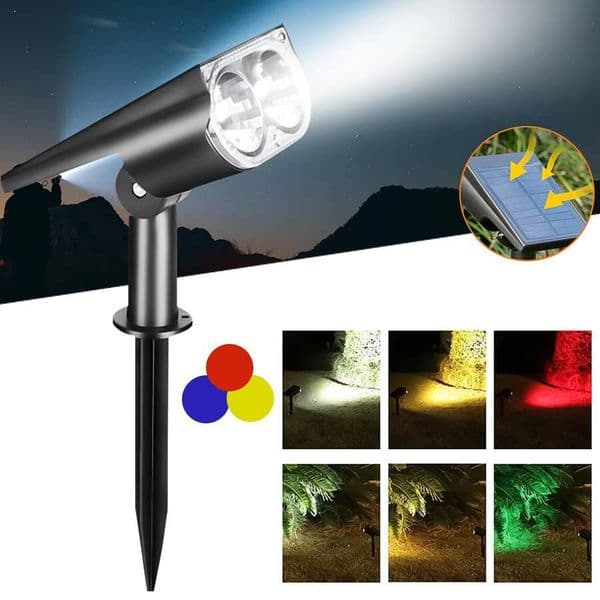 2 Led Powered Lamp Adjustable Solar Spotlight In-Ground IP65 Waterproof Landscape Wall Light Outdoor Lighting