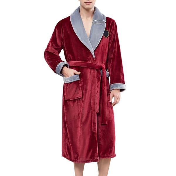 Flannel Mens Bathrobe With Belt Autumn Winter Warm Coral Fleece Gown with Pocket Plus Size Sleepwear Nightgown Loose Pajamas 250609