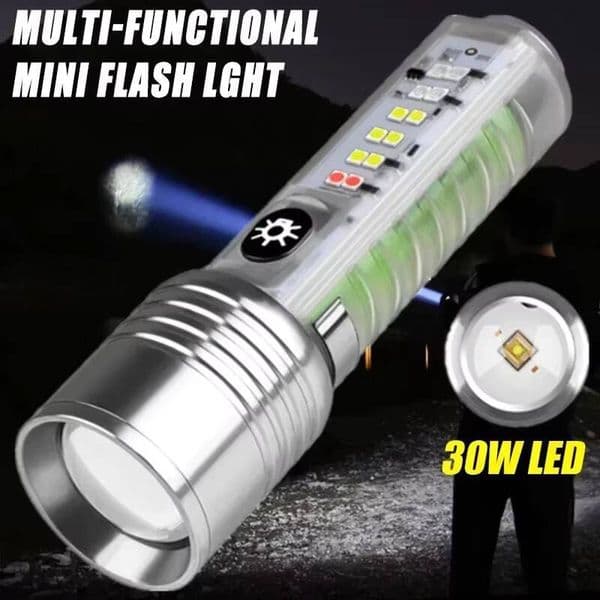 LED Spotlight Long-range Light XPG Focusing Flashlight Type-C Charging With Strong Magnetic Pen Clip Fluorescent Keychain