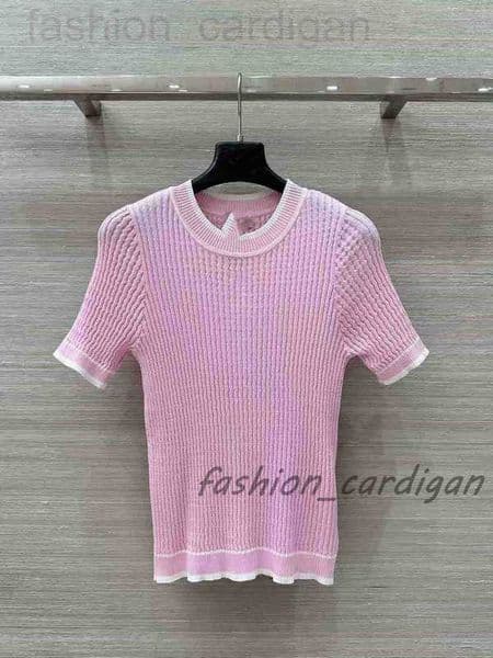 Women's Knits Amp Tees Luxury For Woman Designer Free Shipping Pink O Neck Short Sleeves Women Tops High End Knitting Sweater 53101 254D