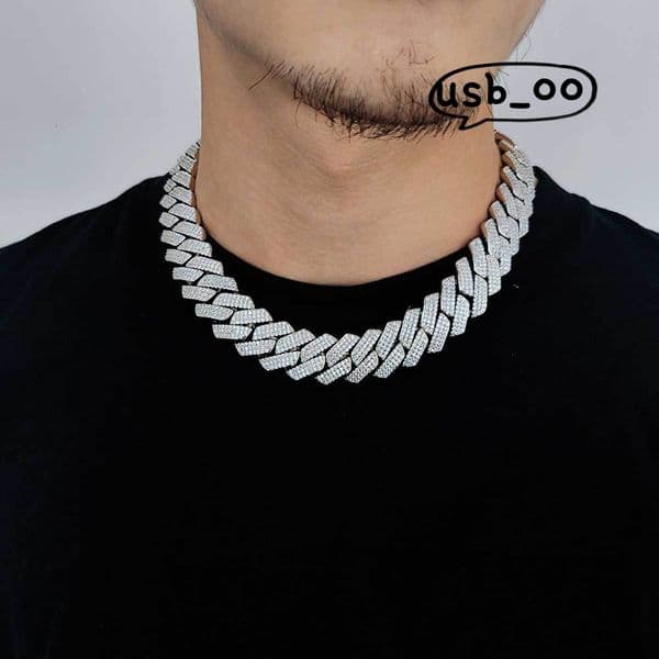 OACOCA Fine Mens and Womens Moissanite Diamond Tennis Necklace Hiphop Style Sterling Silver Cuban Chain for Men and Women