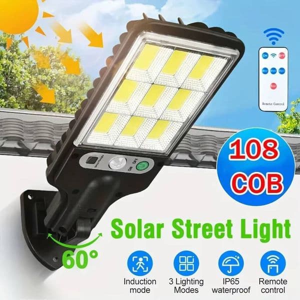108 COB LED Reflector Garden Motion Sensor Light Outdoor Waterproof Human Induction Solar Power spotlight Street Wall Lamp