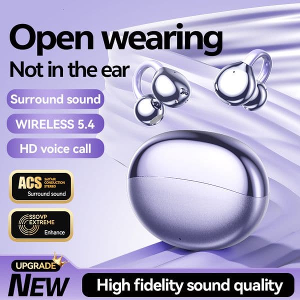 New AI Smart Translator Clip-On Wireless Bluetooth Earbuds Non-In-Ear Long Battery Life Noise Cancelling