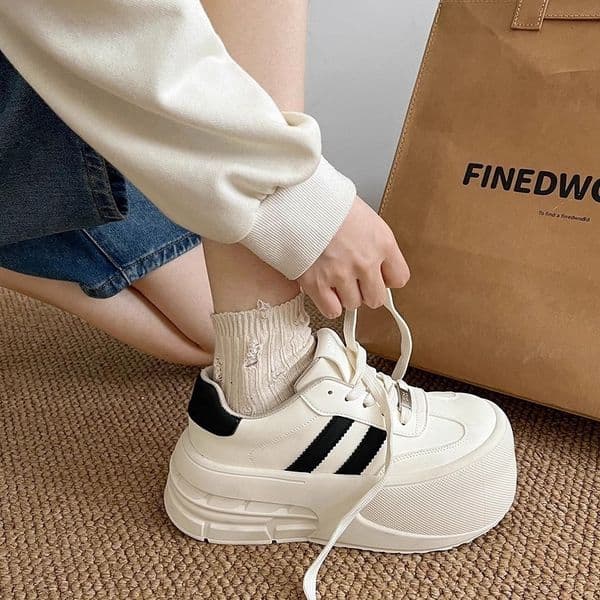 Ddmysports Women S Soft Comfortable New Spring Super Popular Thick Sole Platform Shoes Height Increasing Casual White Sneakers For Outdoor Shoes