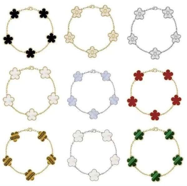 Four leaf clover bracelet designer jewelry bracelets white black red 18K gold Silver charm bracelet lady mother gift not fading for women men bangle KT1336