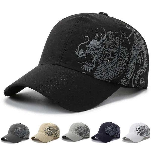 Spring and summer quick drying sports baseball cap with dragon pattern mens and womens duckbill cap fashionable and W250614