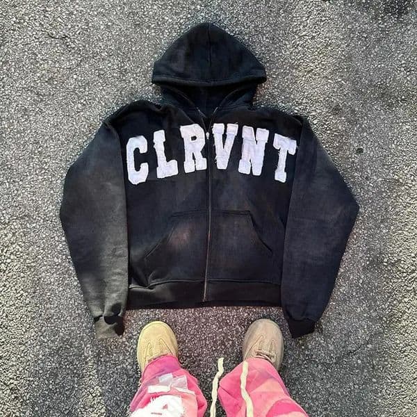 Y2K Sweatshirt Letter Patch Streetwear Hoodies Clothes EMO Girl Hip Hop Graphic Punk Vintage Zip Up Hoodie Punk Gothic Trousers 250613BJ