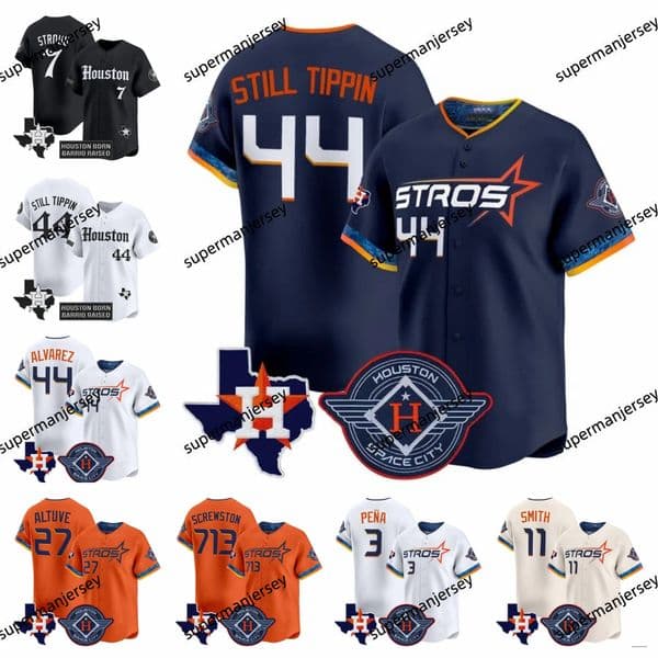 44 Alvarez 2025 Custom jersey Men Houstons Astros baseball Jose Altuve Scott Bregman Pena Orbit Still Tippin Screwston 713