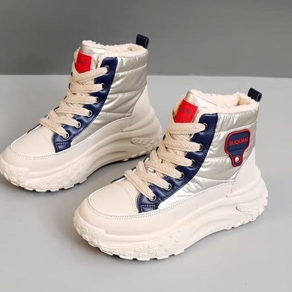 Ddmysports Women S Dad Sneakers New Winter Plush Thickened Cotton Thick Sole High Top Sports Shoes Height Increasing Travel Outdoor Shoes