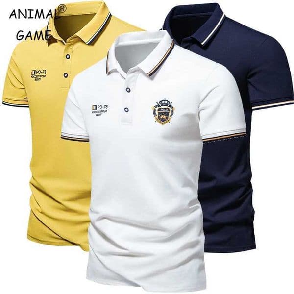 New Mens Embroidered Polo Shirts Summer Short Sleeve Shirt Top Casual Lapel T-shirt Breathable Lightweight T Shirt Homme Z250613