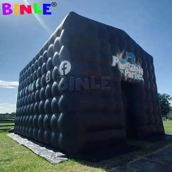 10mLx10mWx4.5mH (33x33x15ft) Oxford Black Party Inflatable Nightclub Tent With Lights Hole Big Inflatable Cube Night Club Booth For Disco Wedding