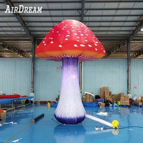10m height (33ft) Full Printing Giant Inflatable Mushroom Glow in the Dark with 16 Colors LED Lights Changing for Event Wedding Party Decoration