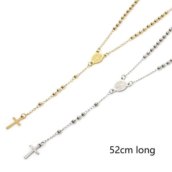 Chain For Man Chain For Man 1 Piece Religious 304 Woman Necklace Stainless Steel Prayer Beads woman necklace Rosary Necklace Cross Pendant Women Jewelry Gifts 5