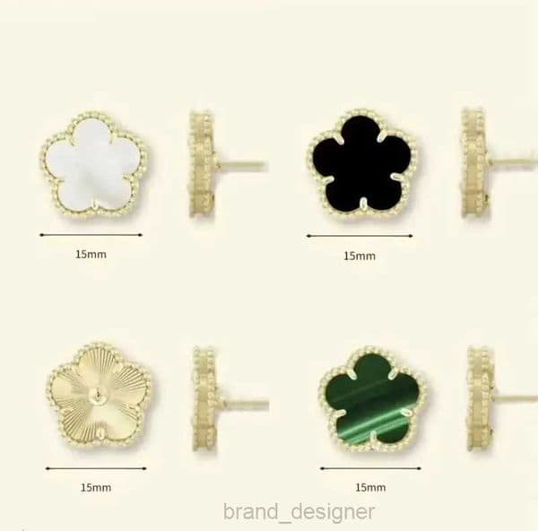 Fashion 15mm Designer Earrings Four leaf clover earrings for women stud earings Mother of Pearl designer jewelry white woman luxury gold color retro UA9939