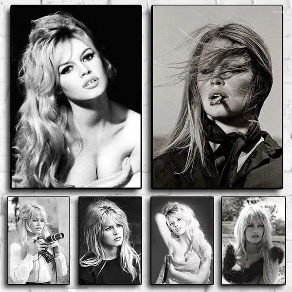 Paintings Black And White French Movie Star Brigit-B-Bardot Poster Prints Canvas Painting Wall Art Pictures Bedroom Home Decor Gift