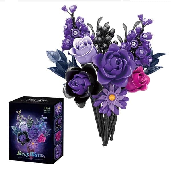 brick Build Block Set Romantic Flower Building Blocks Purple Bouquet Model Bricks Desktop Decoration Educational Toys For Kids Holiday Gifts Toy
