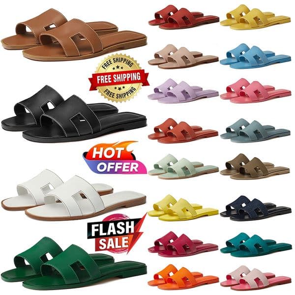High quality Women Designer Woman Fashion Luxury Oran Sandal Letter Slide Sandale Rubber Leather Sandals Shoes Summer Beach Bath Slippers