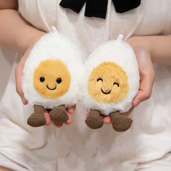 Boiled Egg Stuffed Toy Gift Cartoon Cute Expressions Stuffed Plush Puppet Creative Couple Family Kids Gift Pendant Decoration T250617