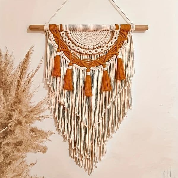 Handmade Macrame Tapestry Wall Hanging - Unique Boho Wall Art for Living Room Office Home Decor with Woven 250613