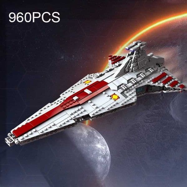 960PCS Space Battleship Building Blocks Spaceship Defense Ship MOC Model Bricks Kits Desktop Decoration Kids Toys Birthday Gifts XJ260617