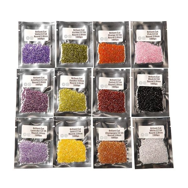0.8~3.0mm AA CZ Loose Stones 12Colors 1000pcs/bag Brilliant Round Cut Cubic Zirconia Gems Stones For Jewelry DIY Making 250617