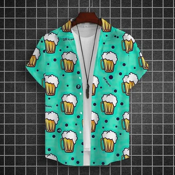 Hawaiian Shirt For Men 3d Beer Printed Short Sleeve Shirts Beer Party Shirt Tees Summer Casual Tops Loose Oversized Men Clothing 250616