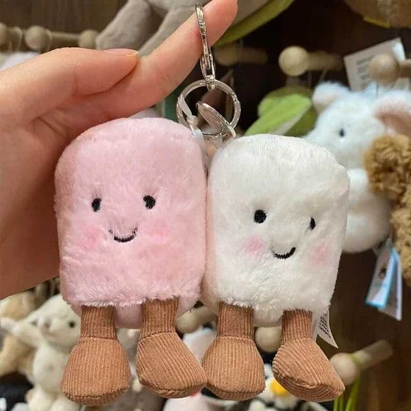 Hot Fun Marshmallow Keychain Cotton Candy Two Tone Cute Soft Two Tone Keychain Bag Pendant Accessories Dolls Pendant Xmas Gifts W250618