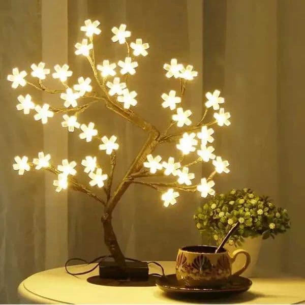 24/48 LEDs Cherry Blossom Tree Light USB Powered Artificial Flower Bonsai Tree Night Light Home Party Christmas Spring Decor Z250618