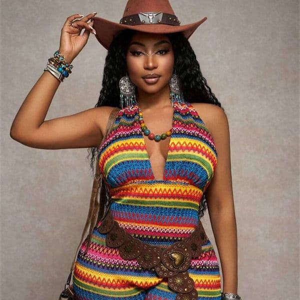 Summer Ethnic Style Backless Knit Deep V Sexy Sleeveless Slim Fit Jumpsuit Shorts B5