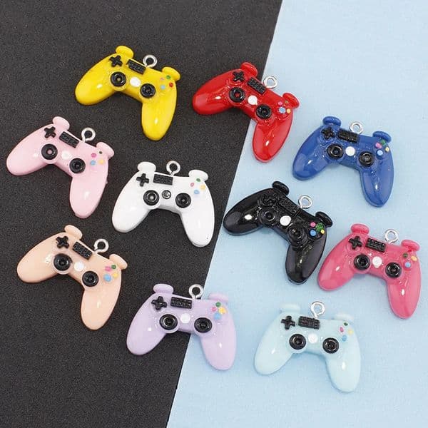 10Pcs 23MM Gamepad Resin Charms Diy Findings Kawaii 3D Phone Keychain Bracelets Earrings Pendant Charms for Kids Jewelry Making 250609