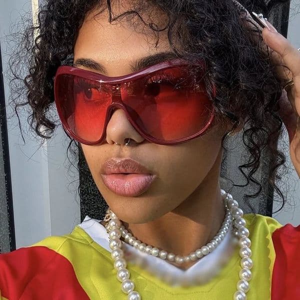 Fashion Oversized Sexy Wine Red Sunglasses for Women Vintage One Piece Shield Sun Glasses Female Summer Oculos 250618