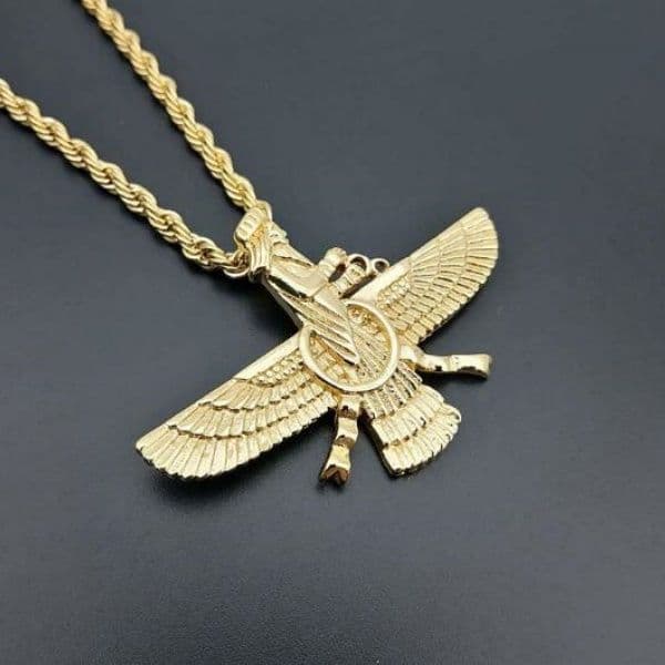 Personality Trend Punk Ahura Mazda Light and Fire of Truth Zoroastrianism Amulet Pendant Necklaces for Men Jewelry