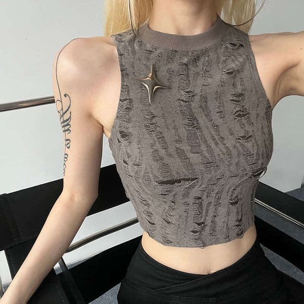 Women's Clothing Summer New Solid Color Street Fashion Sleeveless Matte Crop Top Vest For Women B5