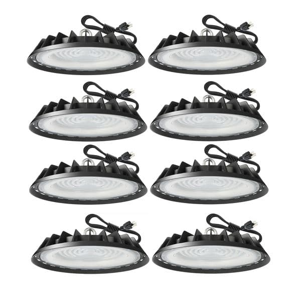 UFO LED High Bay Light 200W, 300W 500W HighBay LED Lights, 4' Cable with Plug, Hanging Hook, LED Shop Light for Factory Barn Warehouse, 8 Pack