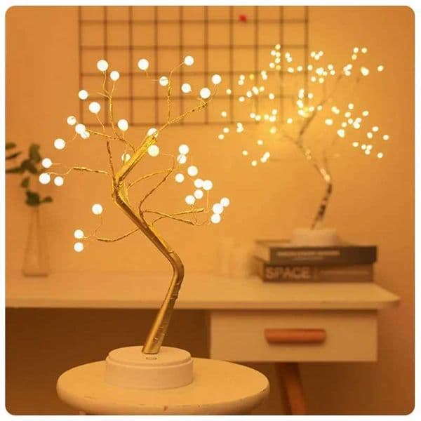 Touch Switch LED Tabletop Tree Light USB/ Battery Operated Warm White Artificial Bonsai Desktop Tree LED Lamp Decoration Light Z250618