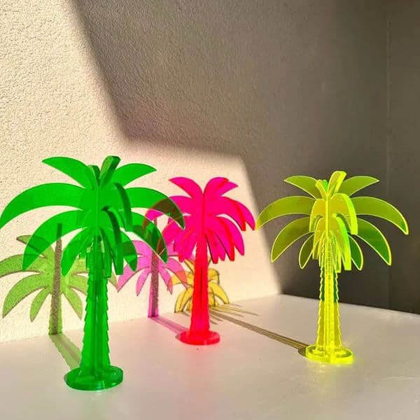 Acrylic Palm Tree Ornament Minimalist Boho Space Summer Plant Decorative Crafts Multicolour Neon Tropical Tree Beach Sculptural 250617