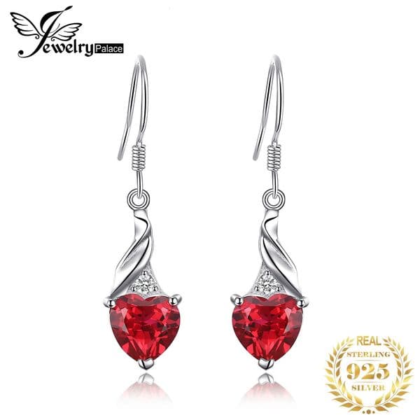 Jewelry Love Heart 5ct Created Red Ruby 925 Sterling Silver Drop Earrings for Women Gemstone Fine Jewelry Wedding Gifts 250618