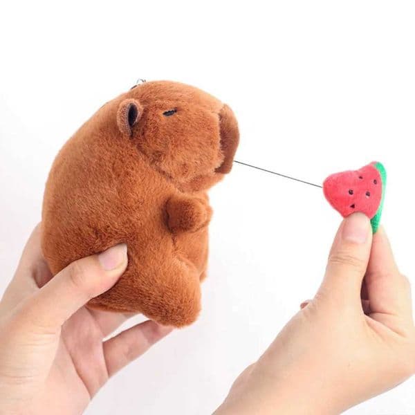 12cm Cute Stuffed Animals Plush Capybara Keychain Simulation Capybara Pendant Snot-Pulling Cute School Bag Pendant Z250619