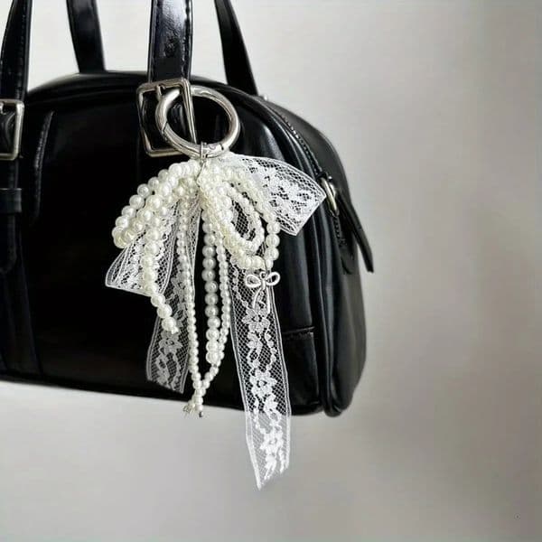 1PC Pearl Lace Bow Pendant Fashionable High-quality Bag Pendant Car Key Chain Pendant Pendant 250614