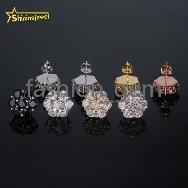 Moissanite Diamonds Stud Earring Fine Jewelry Gold Plated 925 Sterling Silver Iced Out VVS Moissanite Screw Back Earrings