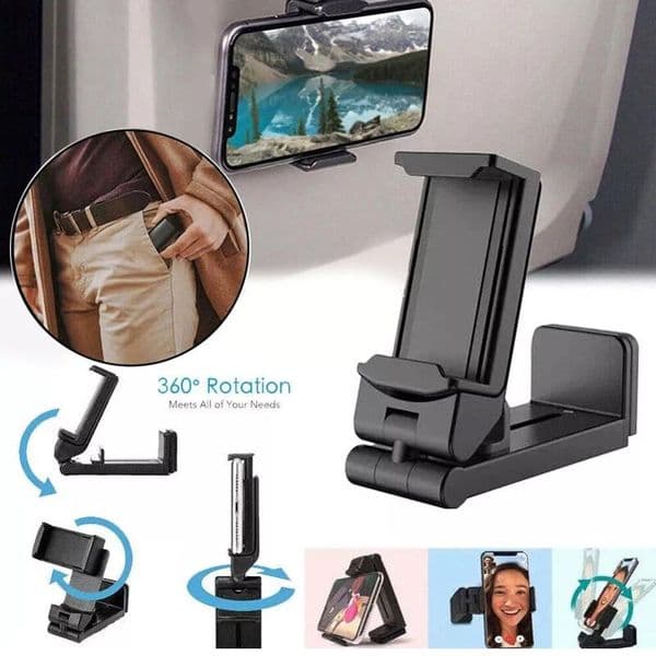 Universal Cell Mount holder Airplane In Flight Handsfree Phone Holder For Desk With Multi Directional Dual 360 Degree Rotation