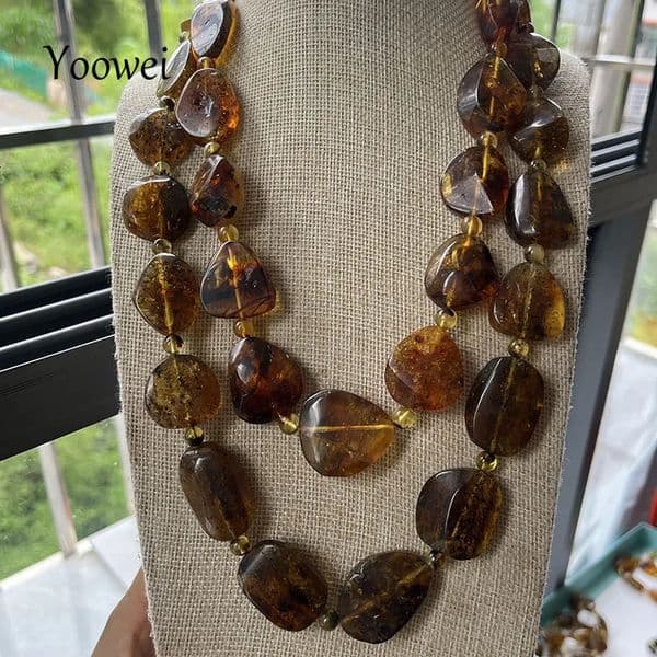 Big Natural Amber Necklace for Gift European Baltic Original Beads Gogerous 100% Original Real Jewelry Supplier Wholesale 250604