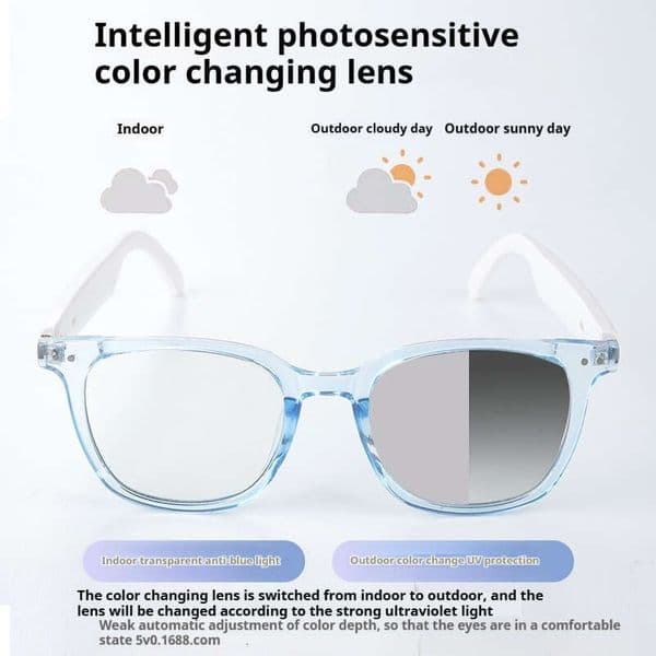 GS07 Fashionable Photochromic Smart Bluetooth Glasses for Listening Music and Calls, Comfortable to Wear designer sunglasses