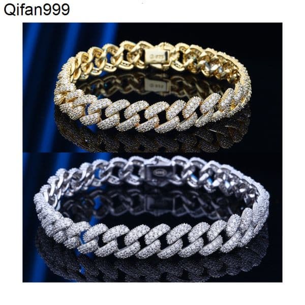 Fine Jewelry Cubic Moissanite Bracelet S925 Silver Gold Plated Cuban Link Chain for Wedding or Gift