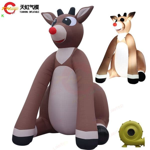 Outdoor Activities Free shipping 12m height (40ft) Giant Inflatable Christmas Reindeer Santa Claus's Sledge Driver Deer Big Christmas Inflatable Gift Elk Deer Model